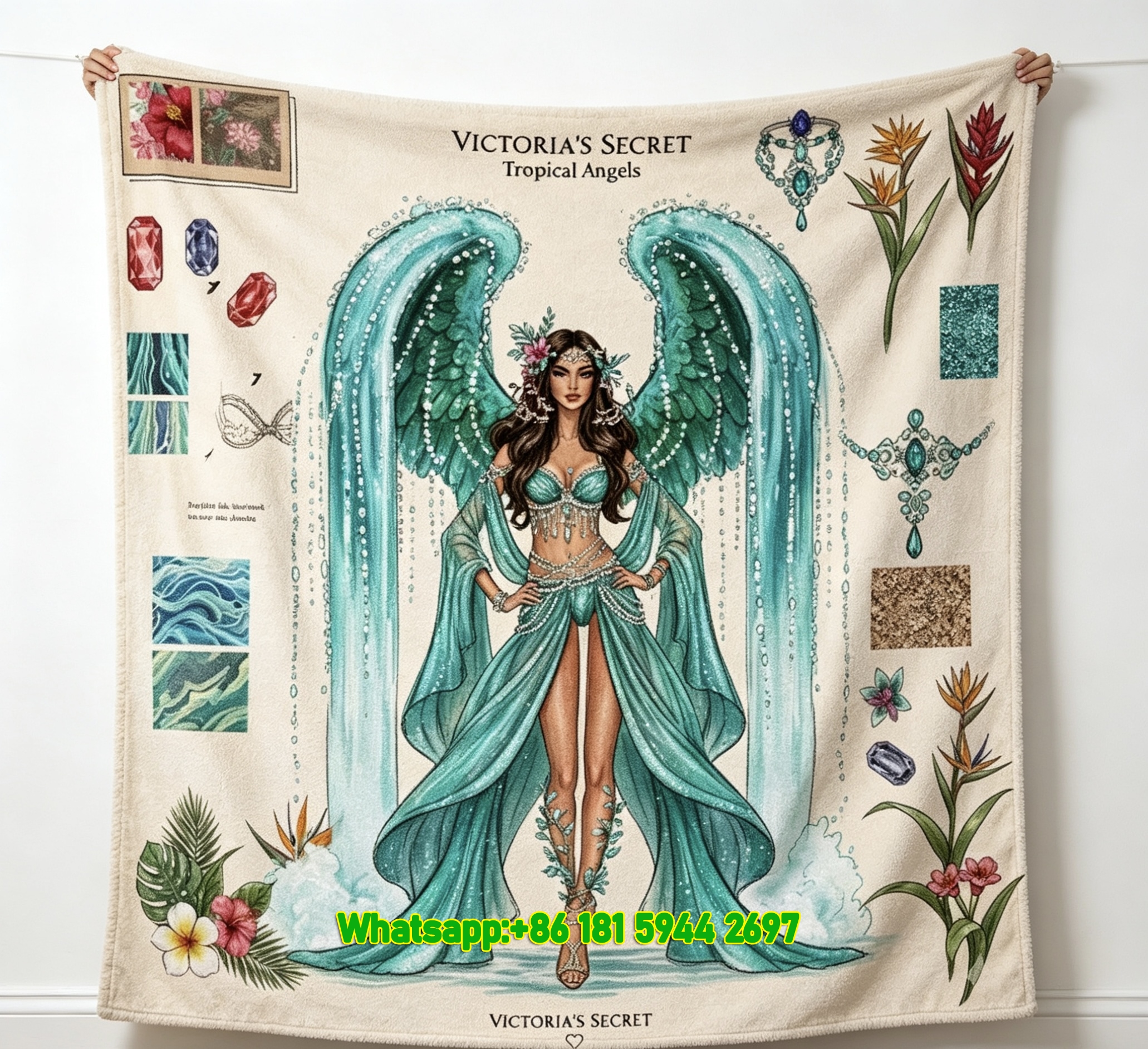 Victoria's Secret Tropical Angel Fleece Throw Blanket V119
